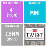 Chiaogoo TWIST SS Lace Tips (3"/4"/5") (8cm/10cm/13cm) (M/S/L) Knitting Needles