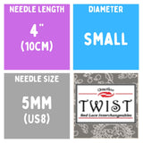 Chiaogoo TWIST SS Lace Tips (3"/4"/5") (8cm/10cm/13cm) (M/S/L) Knitting Needles