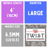 Chiaogoo TWIST SS Lace Tips (3"/4"/5") (8cm/10cm/13cm) (M/S/L) Knitting Needles