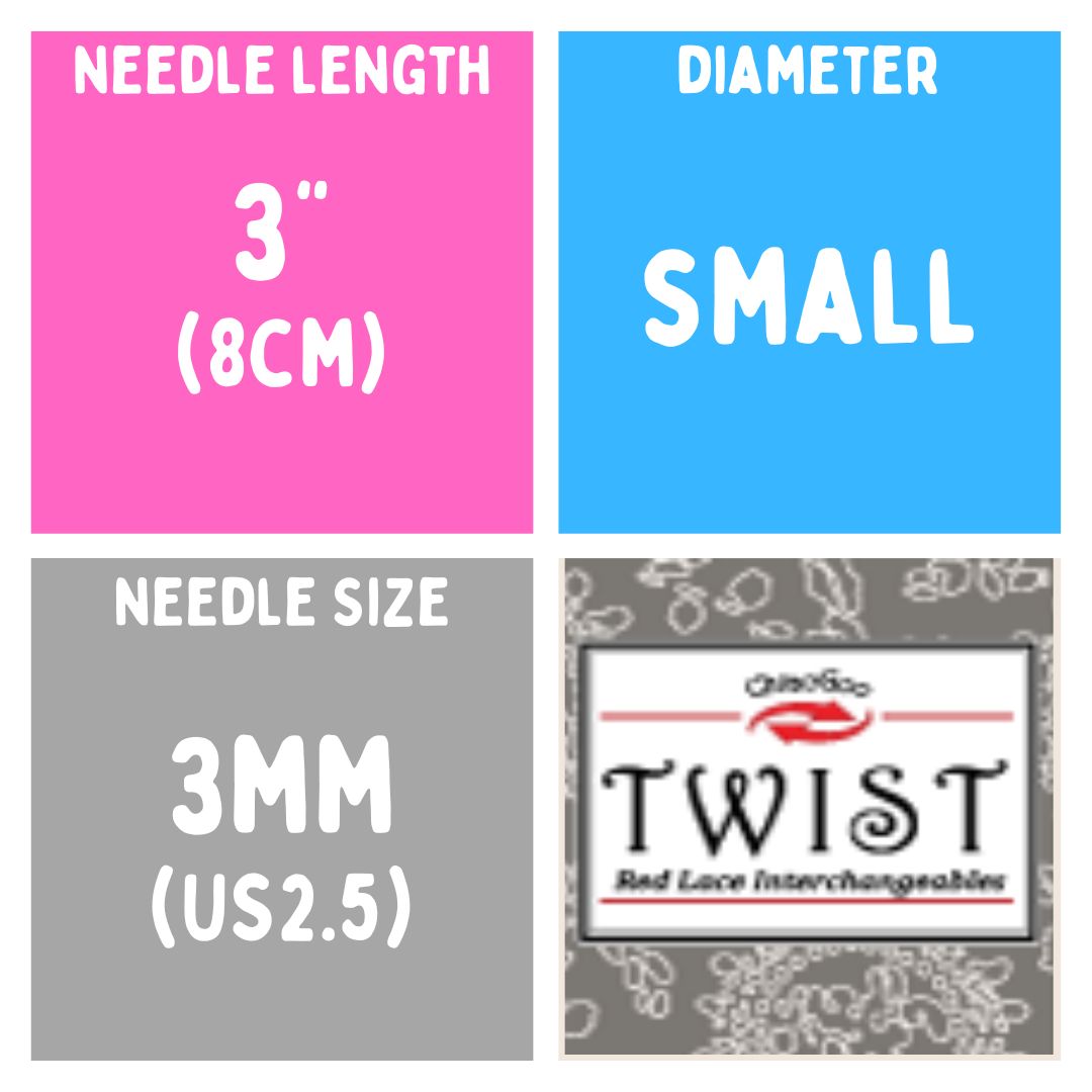 Chiaogoo TWIST SS Lace Tips (3"/4"/5") (8cm/10cm/13cm) (M/S/L) Knitting Needles