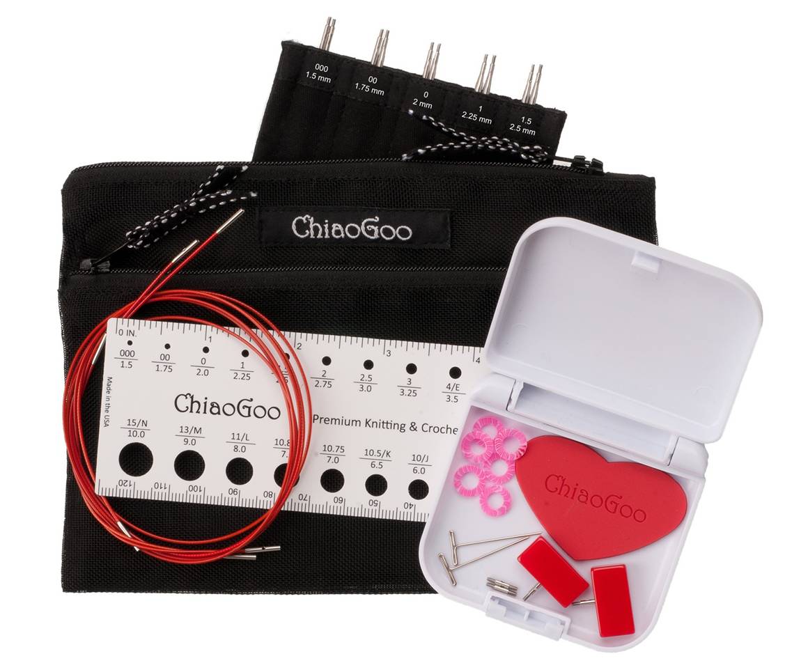 Chiaogoo TWIST Interchangeable Knitting Needle Point Tip Set (4" / 10cm, 5" / 13cm, Mini, Small, Large, Complete)