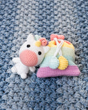 tiny rabbit hole unicorn wonderland colourful rainbow equestrian horse amigurumi crochet singapore workshop chinatown cute kawaii handmade crochet safety eyes stuffing crochet hook tulip pouch drawstring practical bag