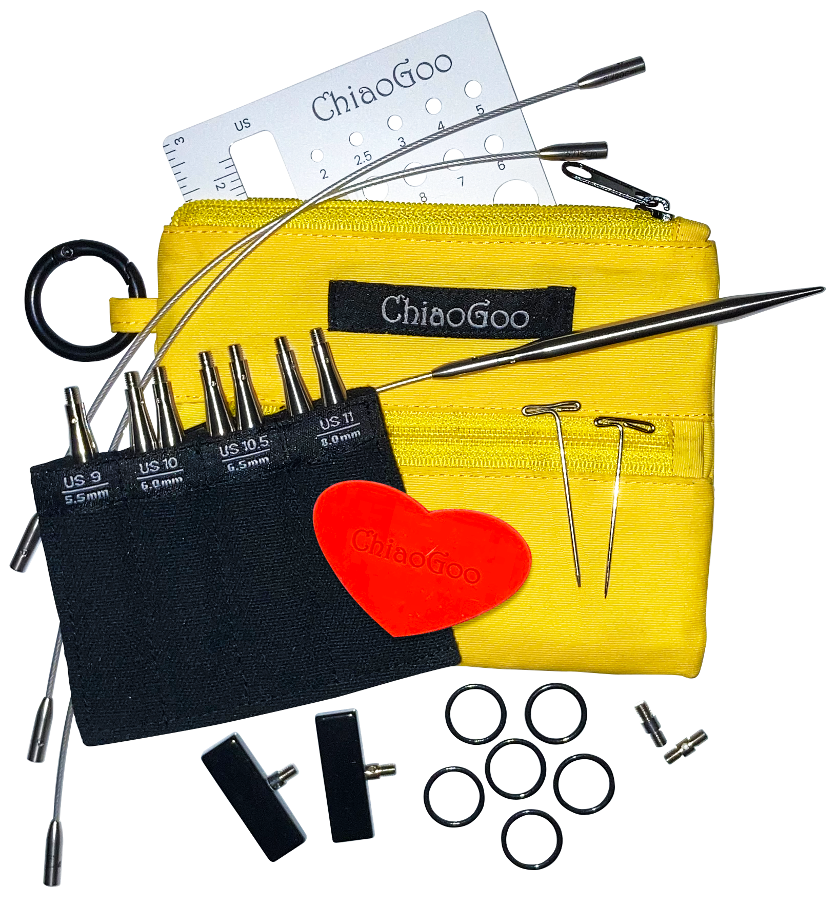 Chiaogoo TWIST Shorties Interchangeable Knitting Needle Point Tip Set (Red / Mini, Blue / Small, 2" / 5cm, 3" / 8cm)