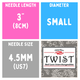 Chiaogoo TWIST SS Lace Tips (3"/4"/5") (8cm/10cm/13cm) (M/S/L) Knitting Needles
