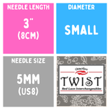 Chiaogoo TWIST SS Lace Tips (3"/4"/5") (8cm/10cm/13cm) (M/S/L) Knitting Needles