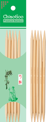 Chiaogoo Double Points - 6" (15 cm), Natural Bamboo Knitting Needles