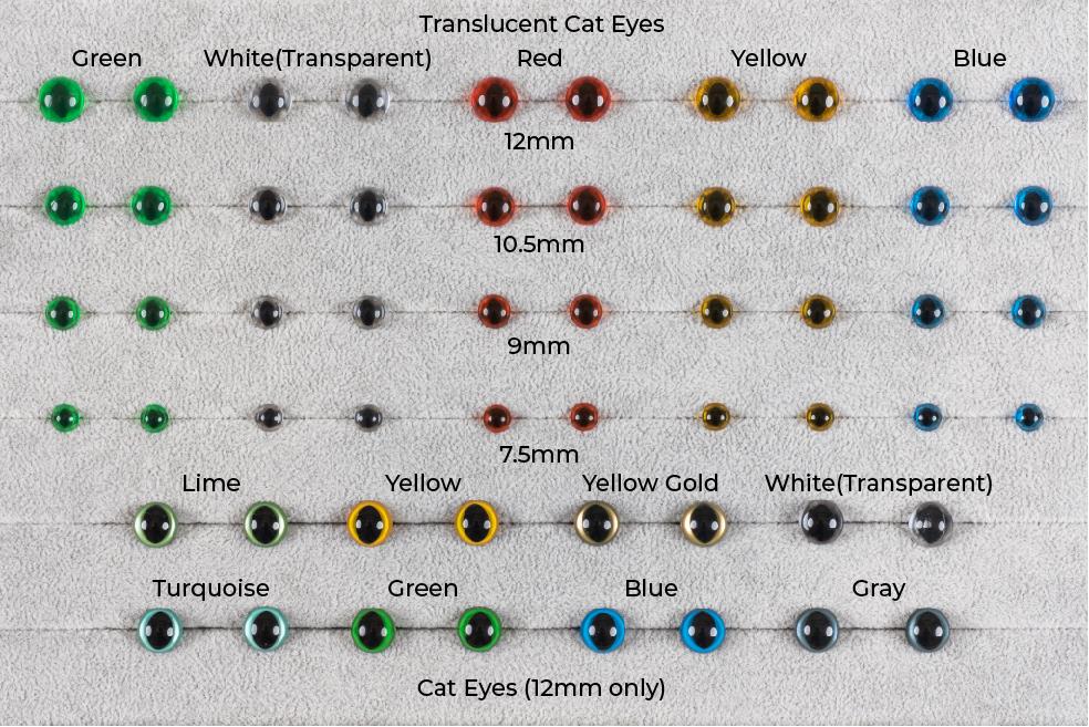 5 Pairs 9mm CLEAR Plastic Cat eyes, Safety eyes, Animal Eyes