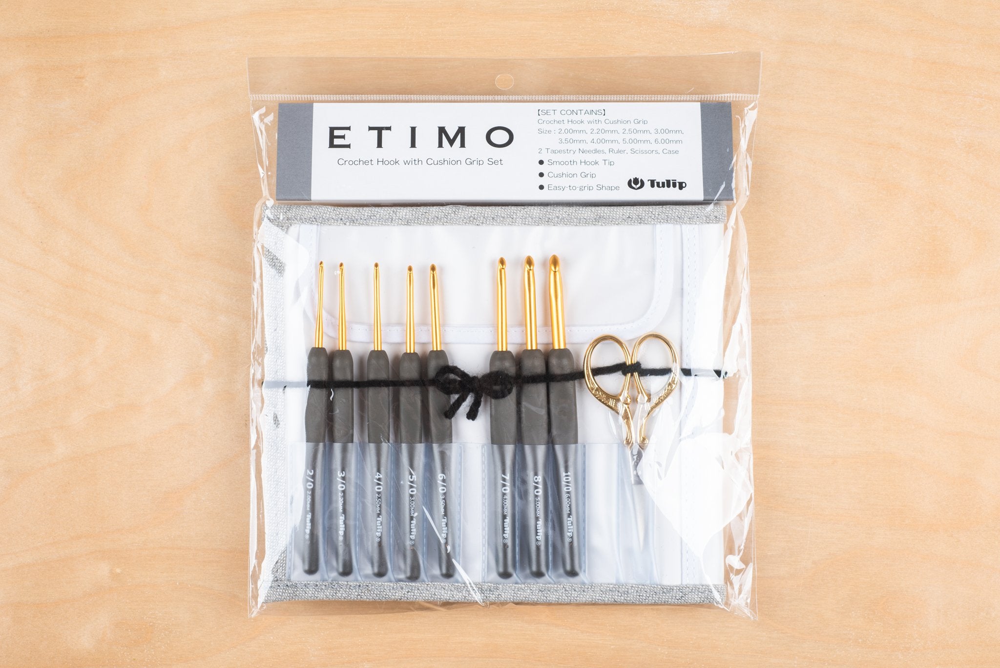 Tulip ETIMO Cushion Grip Aluminium Gold Crochet Hook (6.5mm)