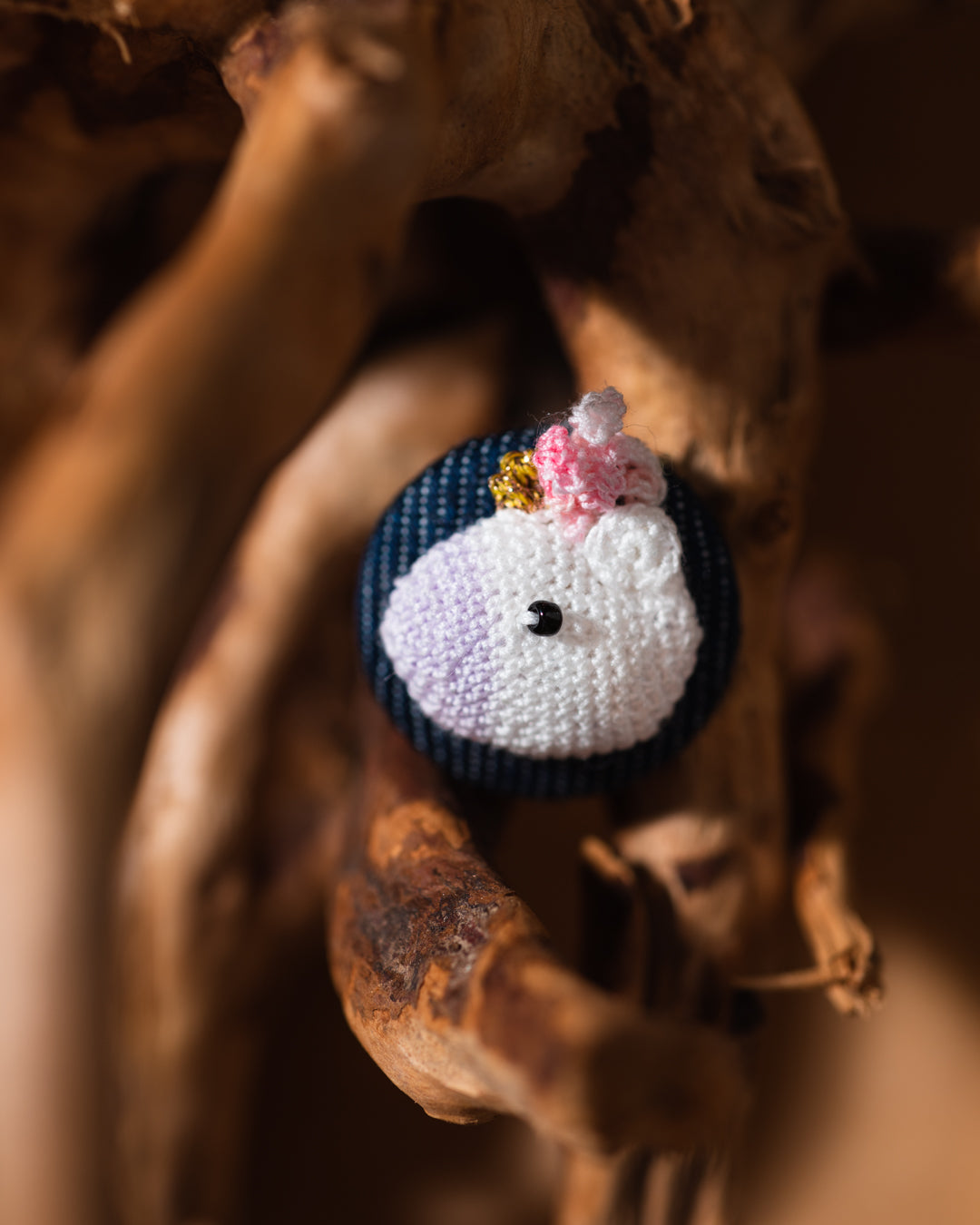 tiny rabbit hole brooch lace crochet earring floral unicorn amigurumi micro handmade singapore craft handcrafted 