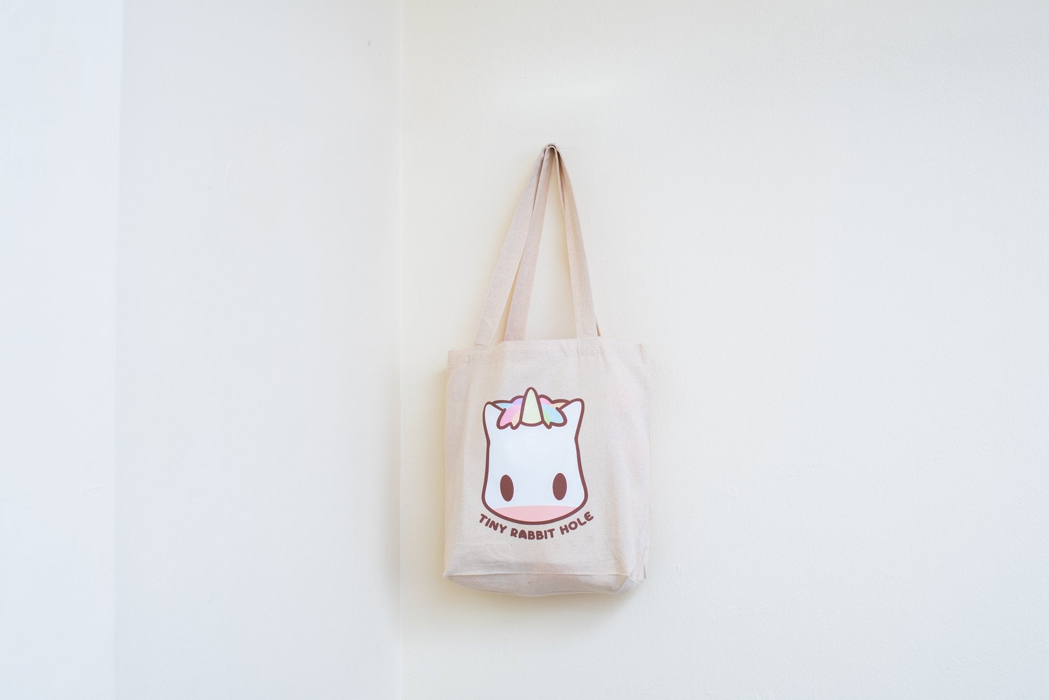 Tiny Rabbit Hole - Yuni Chan the Rainbow Unicorn Tote Bag 