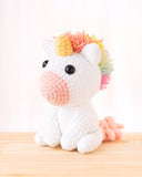 tiny rabbit hole unicorn stay home covid-19 sirdar puppy yarn crochet amigurumi rainbow colourful